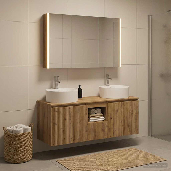 Set dulap baie 4 buc. Stejar Artizanal Lemn prelucrat - WALTI WALTI