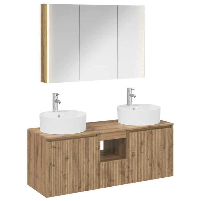 Set dulap baie 4 pcs Stejar Artizanal Lemn prelucrat WALTI