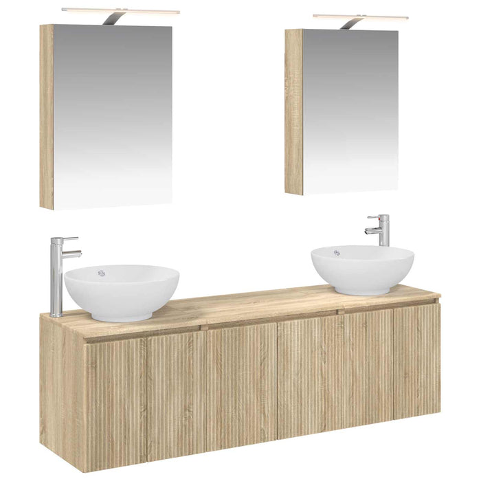Set dulap baie 5 pcs Stejar Sonoma Lemn prelucrat WALTI