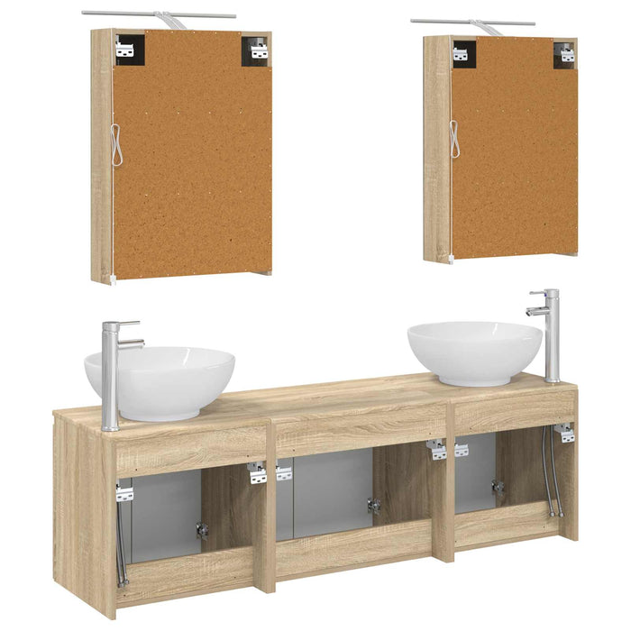 Set dulap baie 5 pcs Stejar Sonoma Lemn prelucrat WALTI