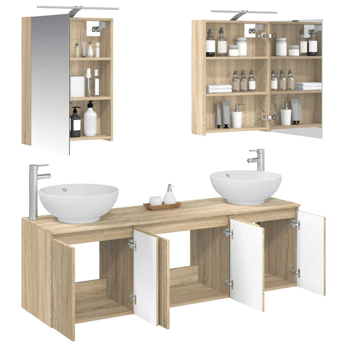Set dulap baie 5 pcs Stejar Sonoma Lemn prelucrat WALTI