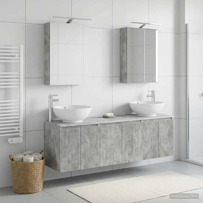 Set dulap baie 5 pcs Gri Beton Lemn prelucrat WALTI