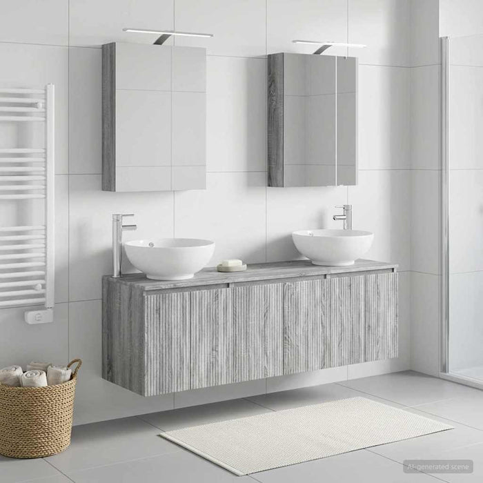 Set dulap baie 5 pcs Sonoma gri Lemn prelucrat WALTI