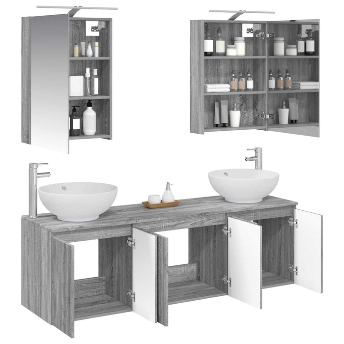 Set dulap baie 5 pcs Sonoma gri Lemn prelucrat WALTI