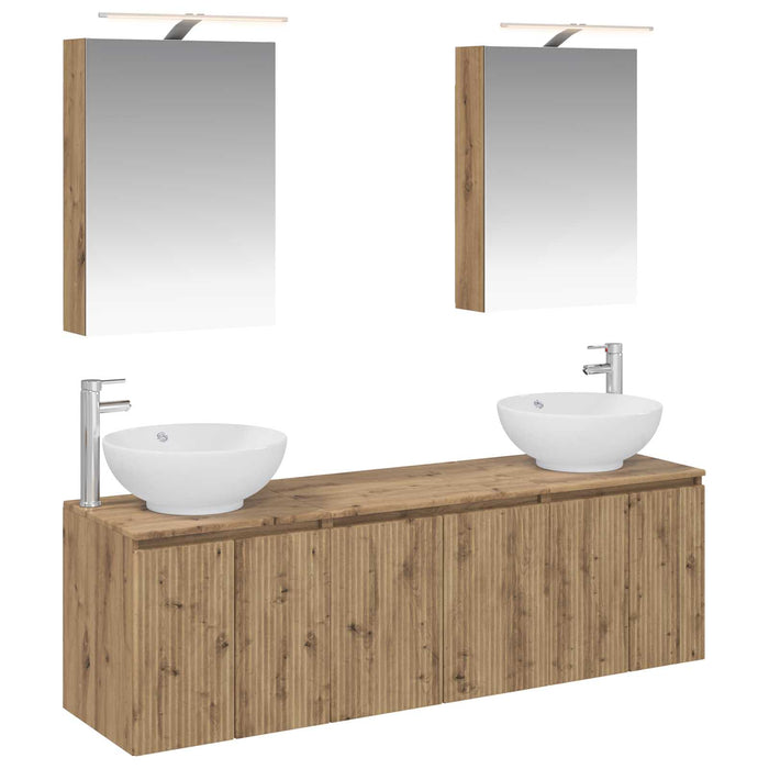 Set dulap baie 5 pcs Stejar Artizanal Lemn prelucrat WALTI