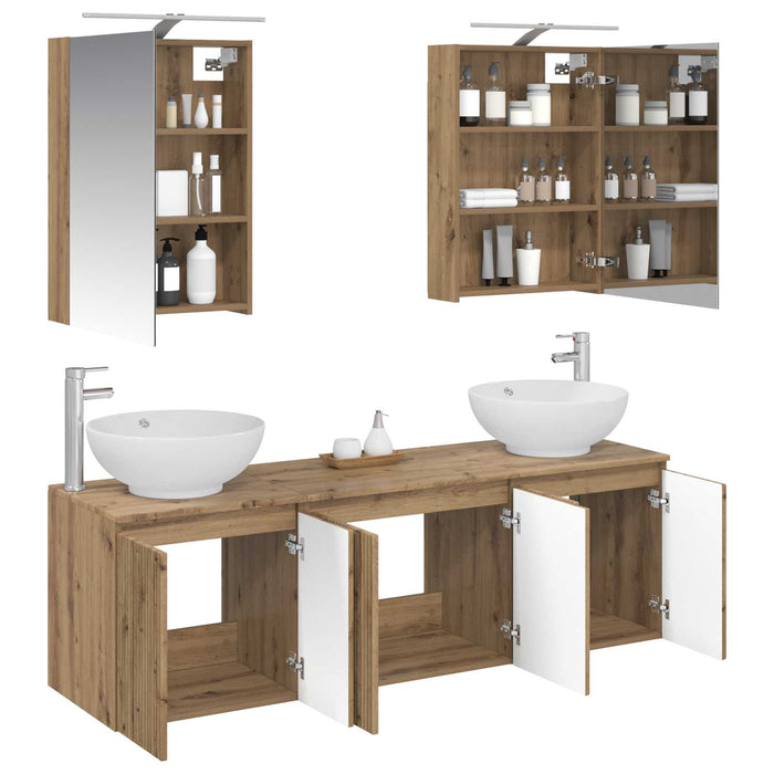 Set dulap baie 5 pcs Stejar Artizanal Lemn prelucrat WALTI