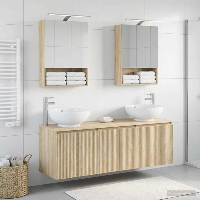 Set dulap baie 5 pcs Stejar Sonoma Lemn prelucrat WALTI