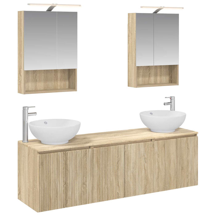 Set dulap baie 5 pcs Stejar Sonoma Lemn prelucrat WALTI
