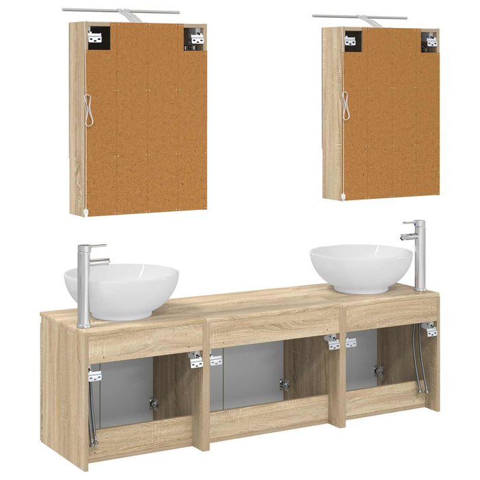 Set dulap baie 5 pcs Stejar Sonoma Lemn prelucrat WALTI