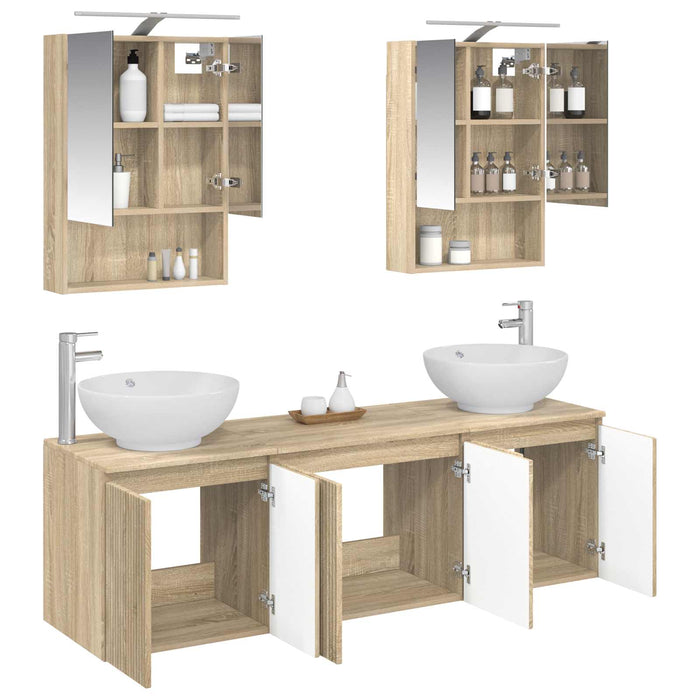 Set dulap baie 5 pcs Stejar Sonoma Lemn prelucrat WALTI