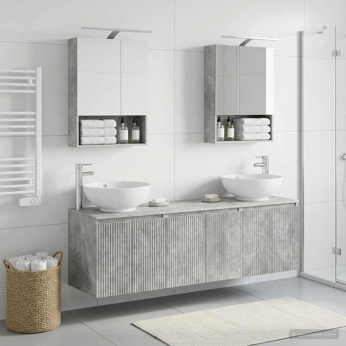 Set dulap baie 5 pcs Gri Beton Lemn prelucrat WALTI