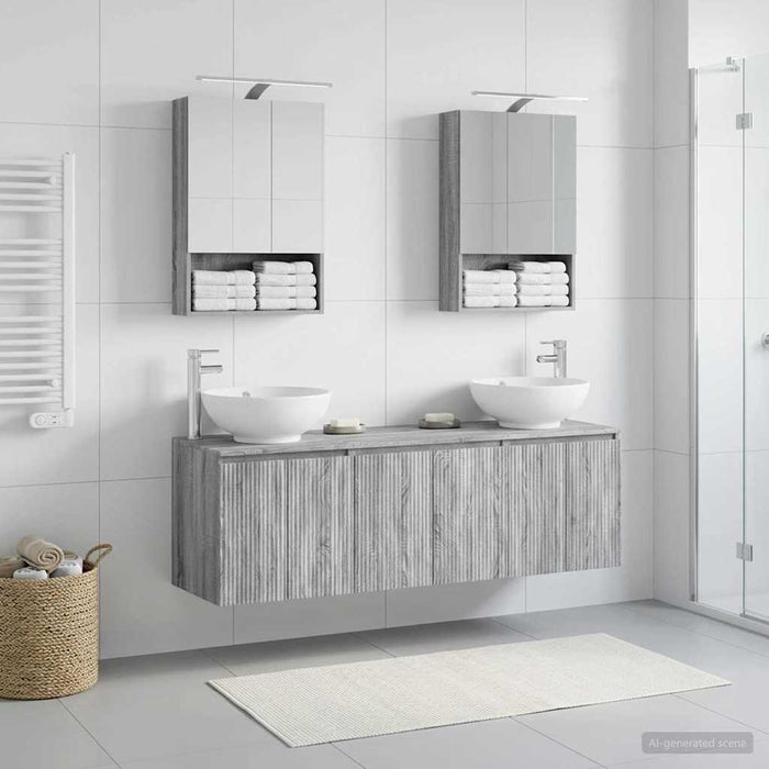 Set dulap baie 5 pcs Sonoma gri Lemn prelucrat WALTI