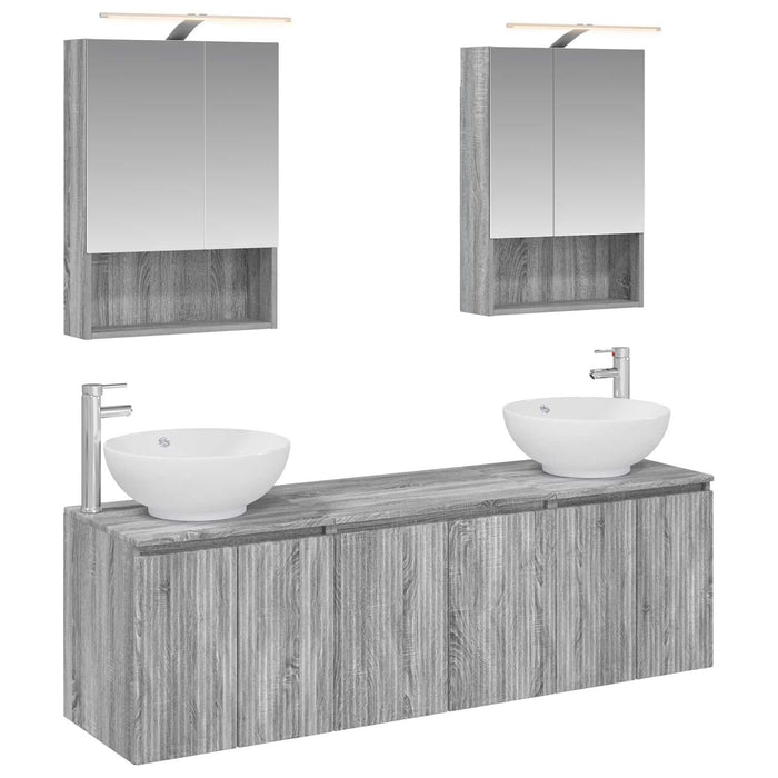 Set dulap baie 5 pcs Sonoma gri Lemn prelucrat WALTI