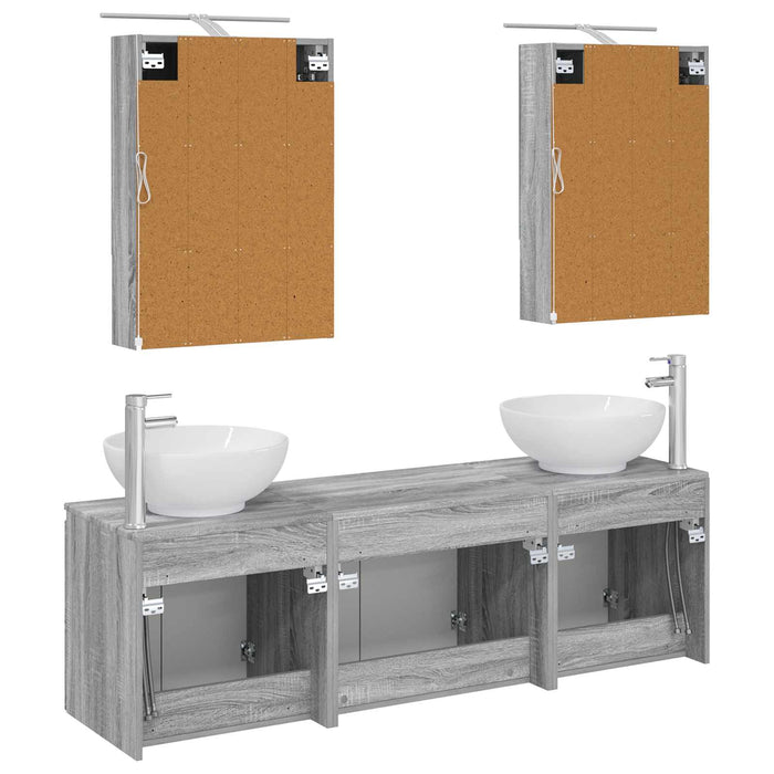 Set dulap baie 5 pcs Sonoma gri Lemn prelucrat WALTI