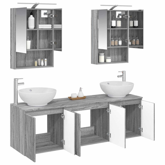 Set dulap baie 5 pcs Sonoma gri Lemn prelucrat WALTI