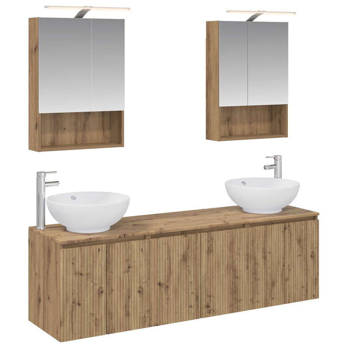 Set dulap baie 5 pcs Stejar Artizanal Lemn prelucrat WALTI