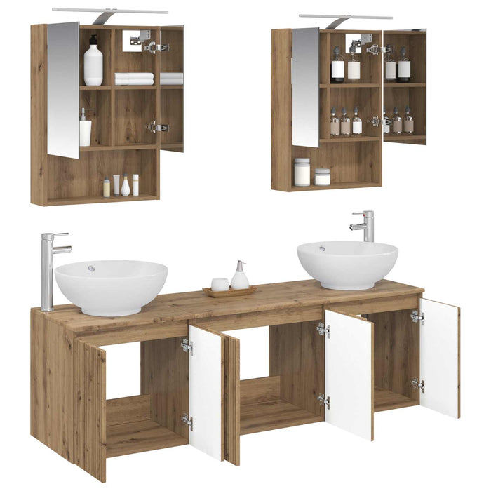 Set dulap baie 5 pcs Stejar Artizanal Lemn prelucrat WALTI