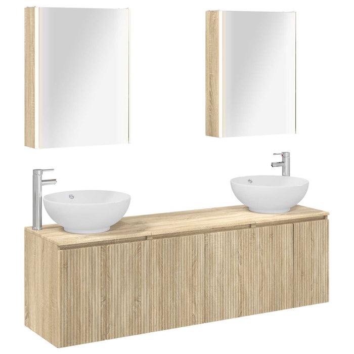 Set dulap baie 5 pcs Stejar Sonoma Lemn prelucrat WALTI