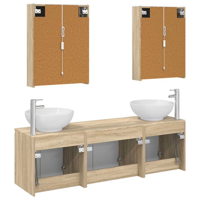 Set dulap baie 5 pcs Stejar Sonoma Lemn prelucrat WALTI