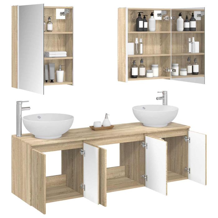Set dulap baie 5 pcs Stejar Sonoma Lemn prelucrat WALTI
