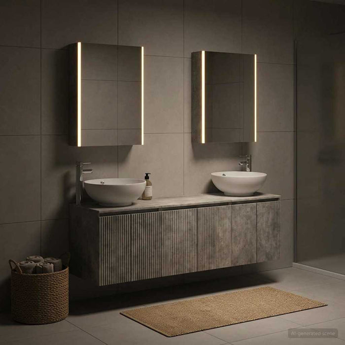 Set dulap baie 5 buc. Gri Beton Lemn prelucrat - WALTI WALTI