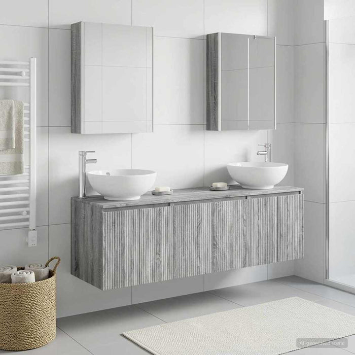 Set dulap baie 5 pcs Sonoma gri Lemn prelucrat WALTI
