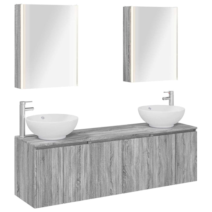 Set dulap baie 5 pcs Sonoma gri Lemn prelucrat WALTI