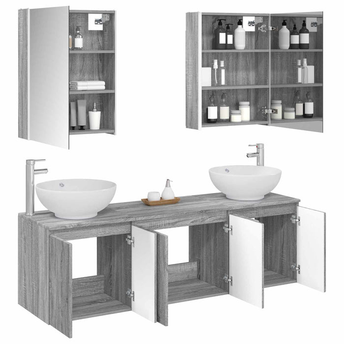 Set dulap baie 5 pcs Sonoma gri Lemn prelucrat WALTI