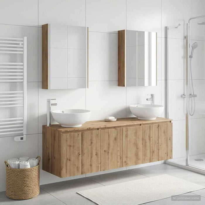 Set dulap baie 5 pcs Stejar Artizanal Lemn prelucrat WALTI