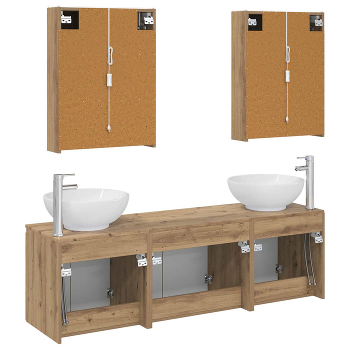Set dulap baie 5 pcs Stejar Artizanal Lemn prelucrat WALTI