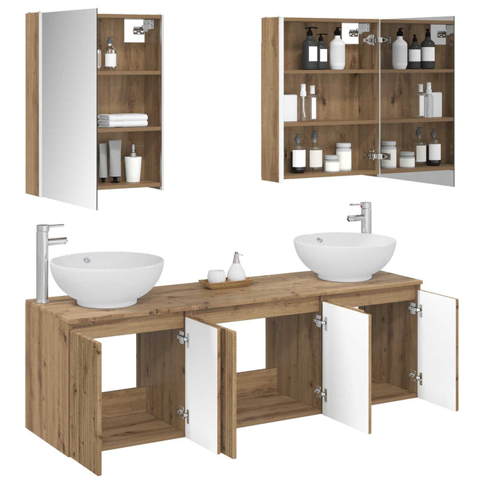 Set dulap baie 5 pcs Stejar Artizanal Lemn prelucrat WALTI