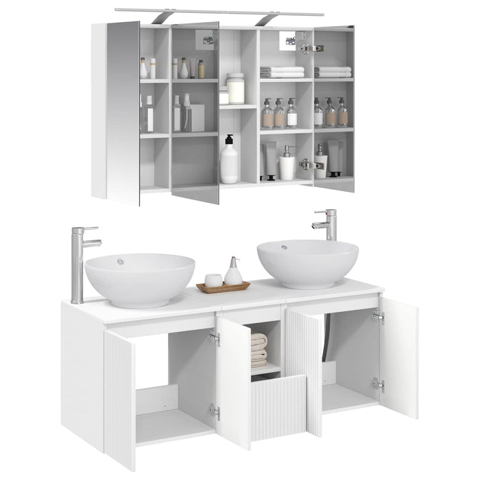 Set dulap baie 4 pcs Alb Lemn prelucrat WALTI