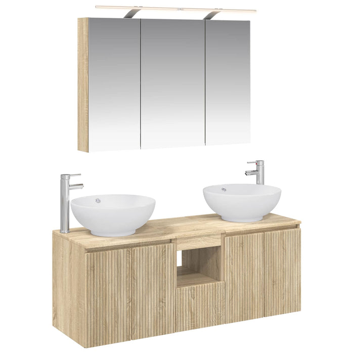 Set dulap baie 4 pcs Stejar Sonoma Lemn prelucrat WALTI