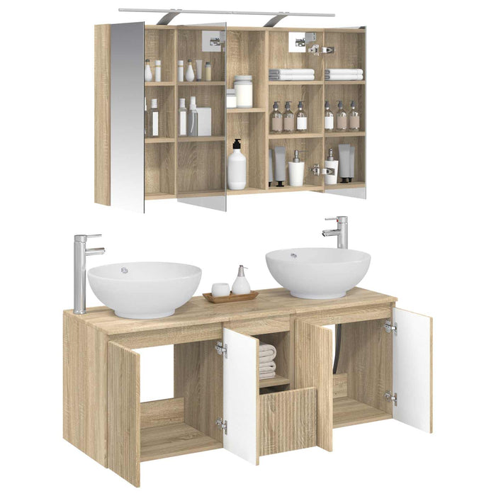 Set dulap baie 4 pcs Stejar Sonoma Lemn prelucrat WALTI