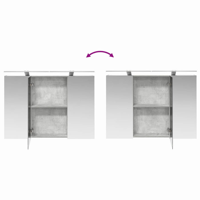 Set dulap baie 4 pcs Gri Beton Lemn prelucrat WALTI