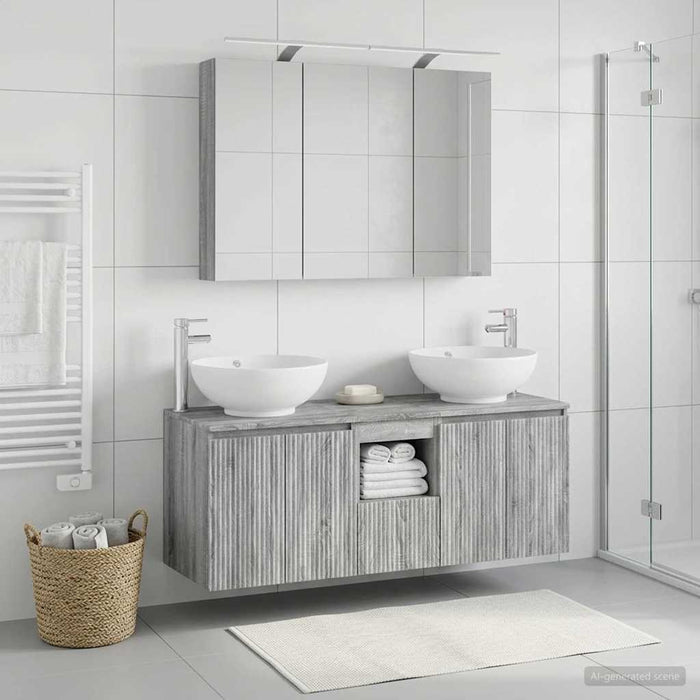 Set dulap baie 4 pcs Sonoma gri Lemn prelucrat WALTI