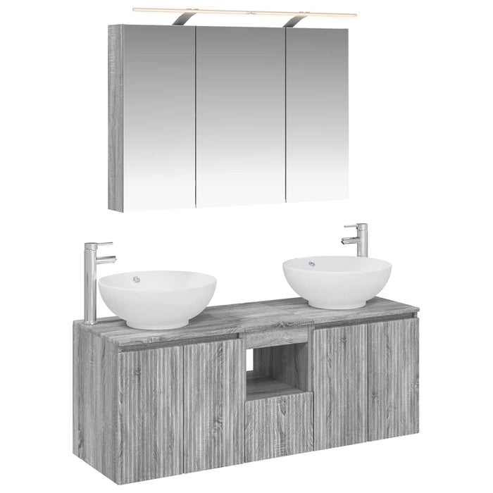 Set dulap baie 4 pcs Sonoma gri Lemn prelucrat WALTI
