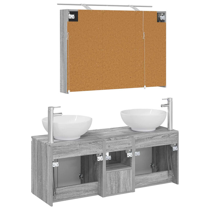 Set dulap baie 4 pcs Sonoma gri Lemn prelucrat WALTI