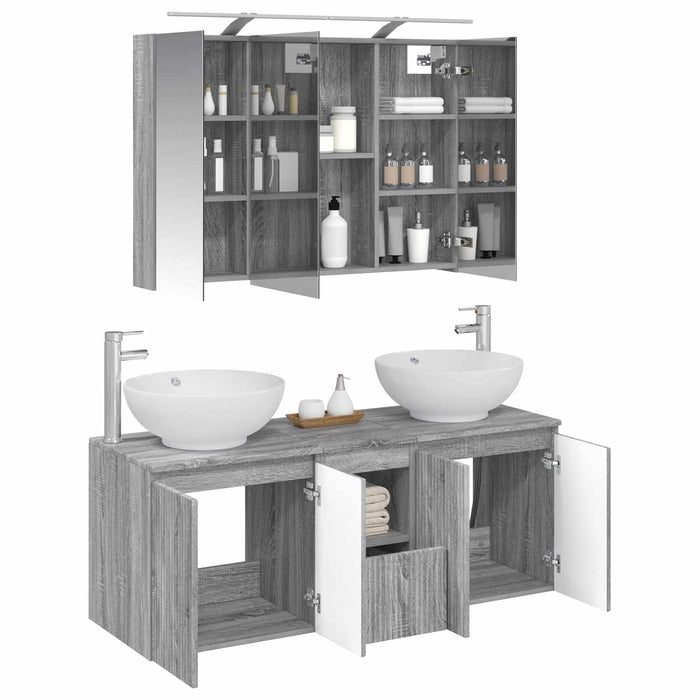 Set dulap baie 4 pcs Sonoma gri Lemn prelucrat WALTI
