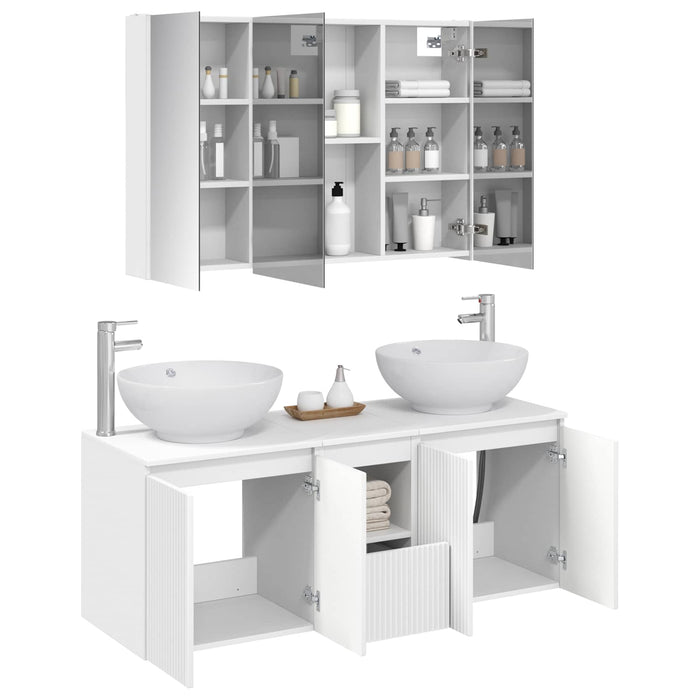 Set dulap baie 4 pcs Alb Lemn prelucrat WALTI