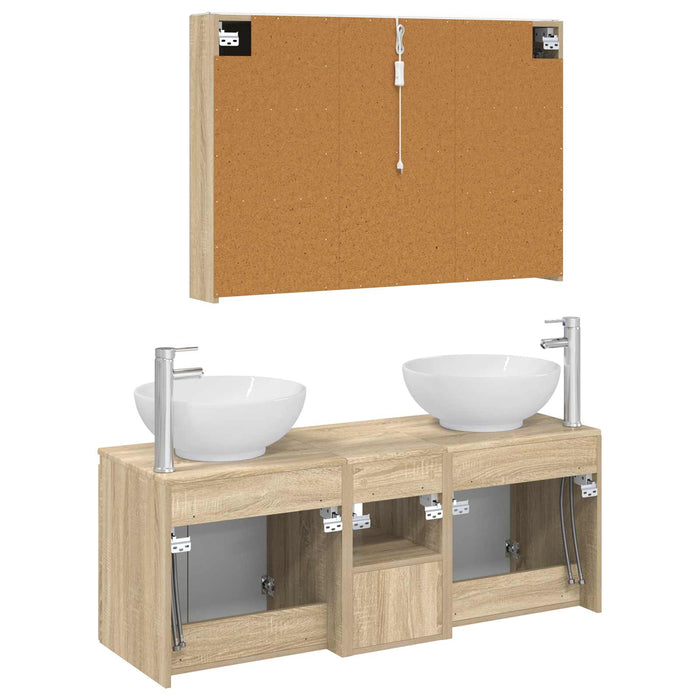 Set dulap baie 4 pcs Stejar Sonoma Lemn prelucrat WALTI