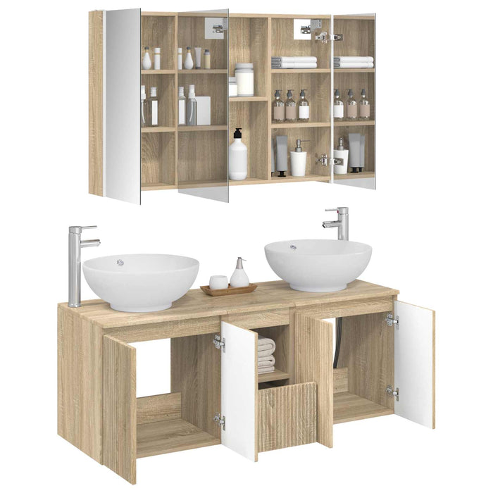 Set dulap baie 4 pcs Stejar Sonoma Lemn prelucrat WALTI