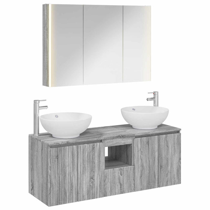 Set dulap baie 4 pcs Sonoma gri Lemn prelucrat WALTI