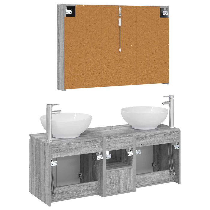 Set dulap baie 4 pcs Sonoma gri Lemn prelucrat WALTI