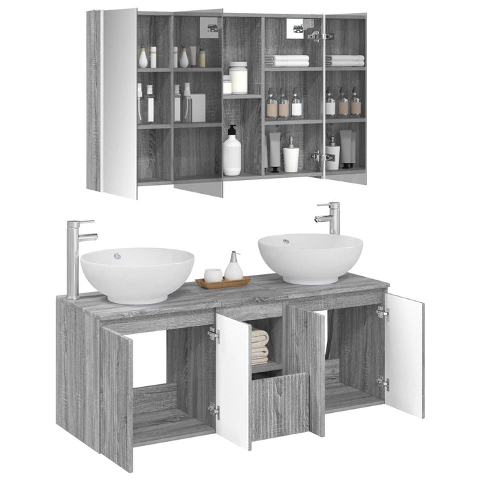 Set dulap baie 4 pcs Sonoma gri Lemn prelucrat WALTI