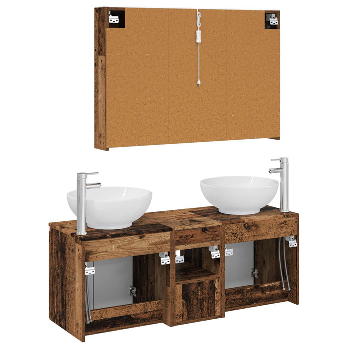 Set dulap baie 4 pcs Lemn vechi Lemn prelucrat WALTI