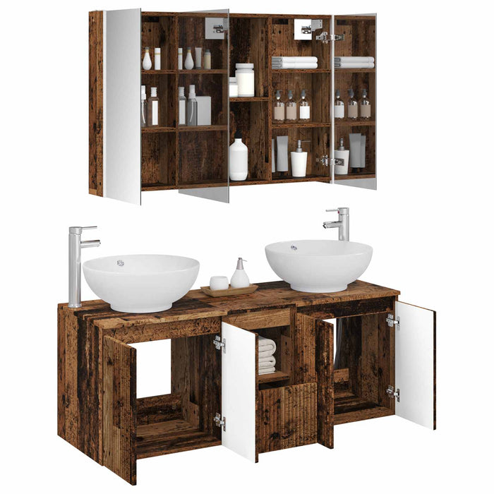 Set dulap baie 4 pcs Lemn vechi Lemn prelucrat WALTI