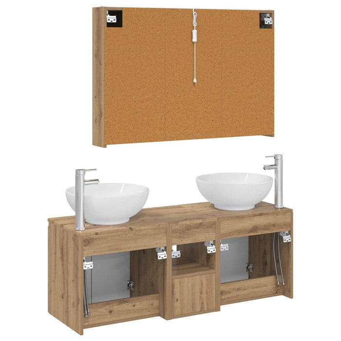 Set dulap baie 4 pcs Stejar Artizanal Lemn prelucrat WALTI