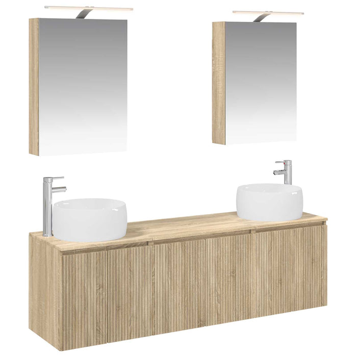 Set dulap baie 5 pcs Stejar Sonoma Lemn prelucrat WALTI