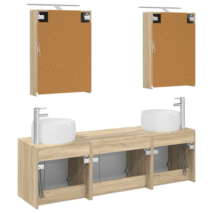 Set dulap baie 5 pcs Stejar Sonoma Lemn prelucrat WALTI
